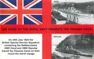 Postcard Europe UK Panama channel UK battleship HOOD and REPULSE