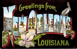 Greetings From New Orleans Louisiana Large Letter Linen 1954