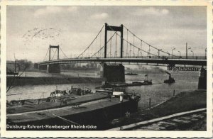 Germany Duisburg Ruhrort Homberger Rheinbrücke Vintage Postcard 03.59