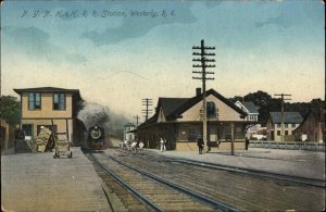 Westerly RI RR Train Station Depot c1910 Postcard