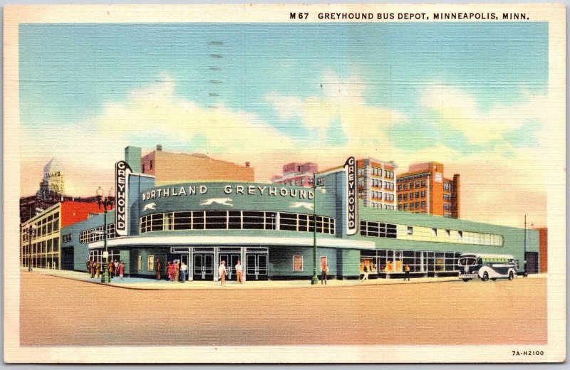 Greyhound Bus Depot Minneapolis Minnesota MN Bus Terminal Mainroad Postcard