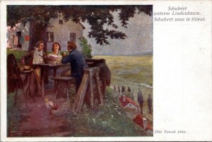 Postcard Art Austria - Schubert under the Linden Tree by Otto Nowak