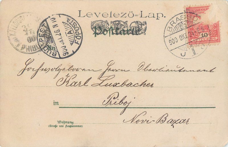 Landscape art nouveau greetings postcard 1900