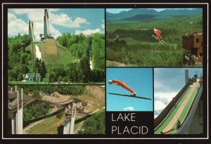 Lake Placid NY-New York, Olympic Ski Jumps Famous Water Sports Vintage Postcard