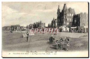 Old Postcard Villers Sur Mer Beach and Villa Abadie Children