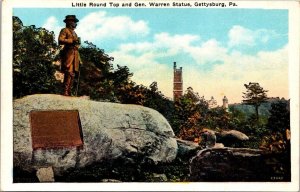 Vintage Pennsylvania Postcard - Gettysburg - General Warren - Little Round Top