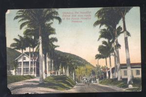 PANAMA CANAL ZONE ANCON HOSPITAL STREET SCENE VINTAGE POSTCARD NICE STAMP