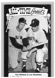 1973 Ted Williams Lou Boudreau All Time Tcma Greats Postcard b & w Hof Vg-Ex 