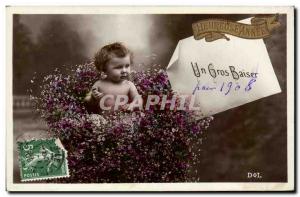 Fantasy - A big kiss - Baby - Baby - 1908 Old Postcard