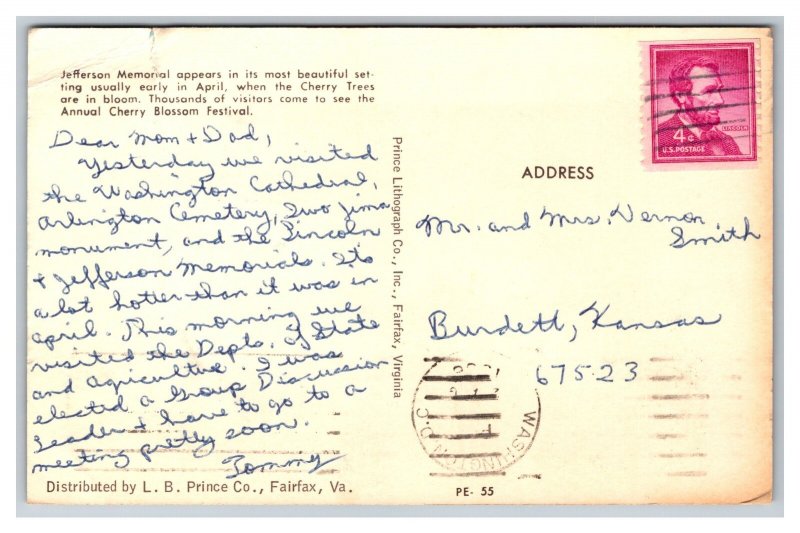 Jefferson Memorial Washington D. C. Postcard Cherry Trees