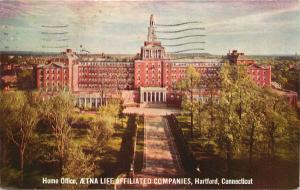 1940 POSTCARD AETNA LIFE AFFILIATED COMPANIES HOME OFFICE HARTFORD CONNECTICUT