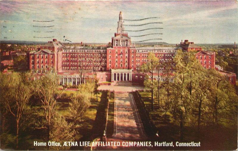 1940 POSTCARD AETNA LIFE AFFILIATED COMPANIES HOME OFFICE HARTFORD CONNECTICUT