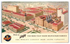 Mid-1900s Schlitz Brewery, The Beer that Made Milwaukee Famous Postcard