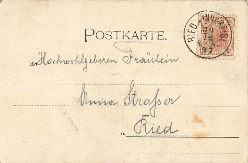 ALL HEIL vom FELS zum MER!-WOMAN BICYCLE-PANTALOONS-FAHRRAD-VELO~1897 POSTCARD