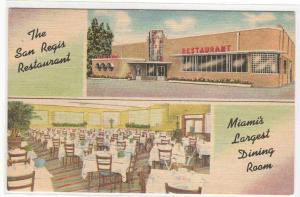 San Regis Restaurant Diner Interior Miami Florida linen postcard