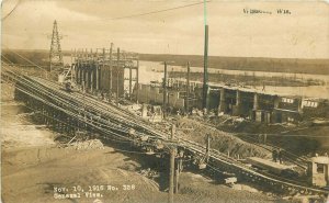 C-1910 Dam Construction Railroad Wissota Wisconsin RPPC Photo Postcard 20-8580
