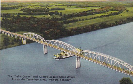 Kentucky Delta Queen and George Rogers Clark Bridge Across The Tennessee Rive...