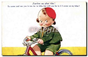 Old Postcard Fantasy Illustrator Child Velo Cycle J & # 39arrive asap!