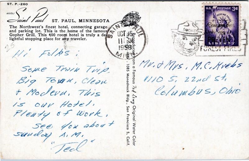 Hotel Saint Paul, St. Paul Minnesota, drawing by Ted Lewy