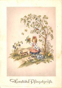 Picking Flowers Dog 1911 