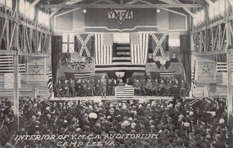 Interior of Y.M.C.A. Auditorium, Camp Lee, VA., Early Postcard, Unused 