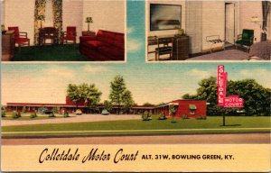 Linen Postcard Colletdale Motor Court in Bowling Green Kentucky~139586
