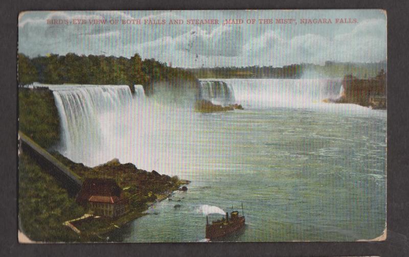 View Of Both Falls & Maid Of The Mist, Niagara Falls, NY- Used 1907 - Some Wear