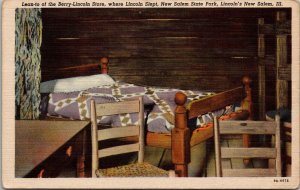 Where Lincoln Slept New Salem State Park Lincoln's New Salem IL Postcard PC28