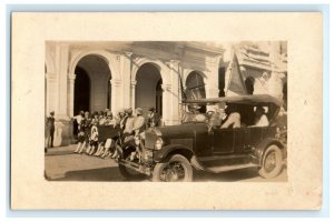 Early Cienfuegos Cuba Street Scene Parade Car Real Photo RPPC Postcard (E17)