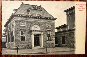 Vintage Postcard 1907-1915 First National Bank, Elmer, New Jersey (NJ)