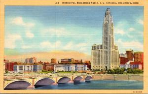 Ohio Columbus Municipal Buildings and A I U Citadel Curteich