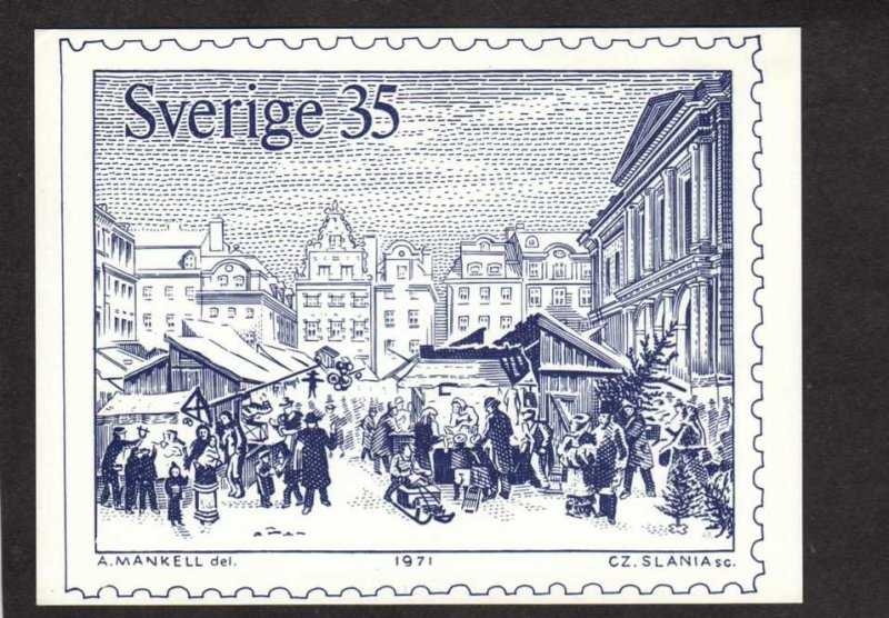 Sweden Swedish Postcard Stamp Sverige A Mankell Artist Sketch