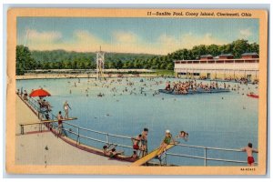 Cincinnati Ohio OH Postcard View Of Sunlite Pool Coney Island c1940's Vintage