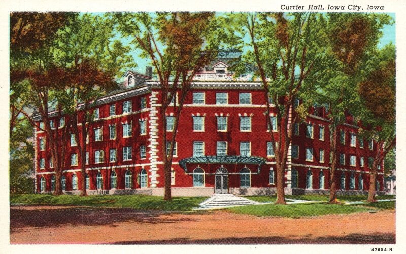 Vintage Postcard Currier Hall Building Historic Landmark Iowa City Iowa ICNA Pub