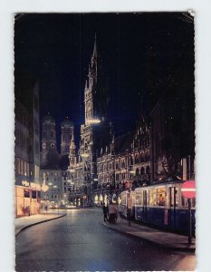 Postcard Marienplatz at Night Munich Germany