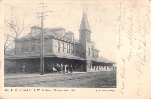 Hagerstown Maryland view from street C. V. and N. & W. Station antique pc DD3192