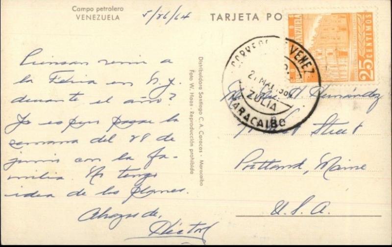 Oil Derrick Venezuela - Maracaibo Cover 1964 Postcard