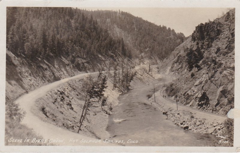 Colorado Hot Sulphur Springs Scene In Byers Canon 1929 Real Photo