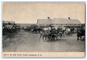 Larimore North Dakota ND Postcard elk Valley Farm Horses c1910 Vintage Antique