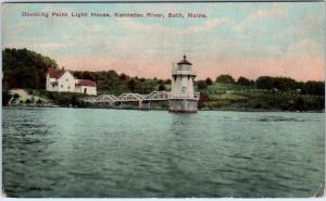 BATH, ME Maine     DOUBLING POINT LIGHTHOUSE   1911   Postcard