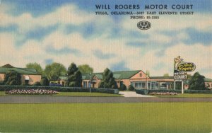 Will Rogers Motor Court Motel Tulsa Oklahoma Postcard 2T7-122