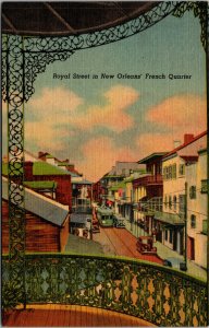 Vtg 1930s Royal Street in the French Quarter New Orleans Louisiana LA Postcard