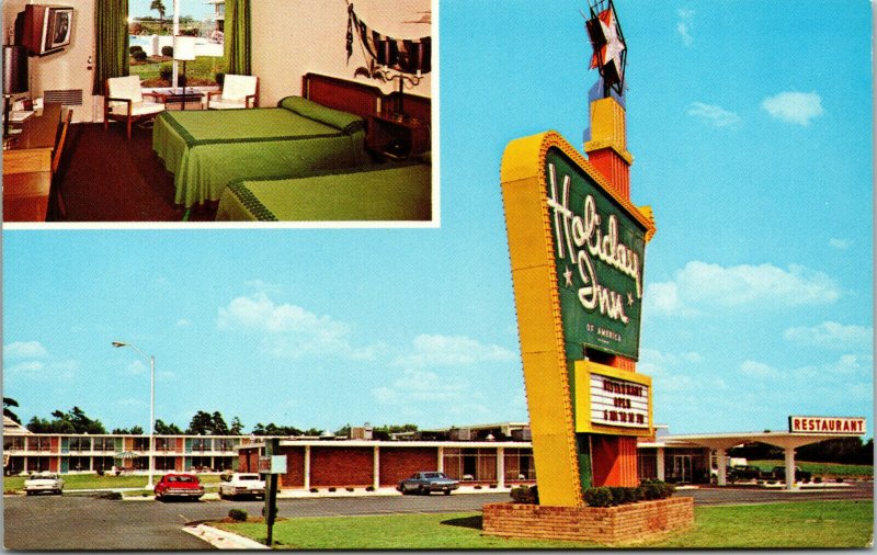 Vtg 1960s Holday Inn Smithfield North Carolina Chrome Postcard