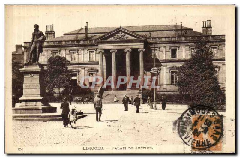 Old Postcard Limoges courthouse