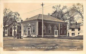 Kennebunk ME Main Street Bank Statue Old Car RPPC Postcard