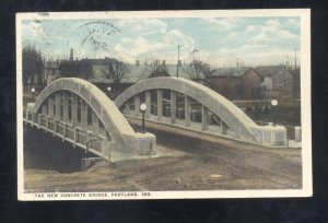 PORTLAND INDIANA 1920 CONCRETE BRIDGE TO BRYANT IND. VINTAGE POSTCARD