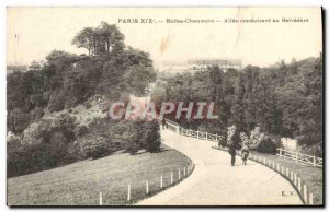 Old Postcard Paris Buttes Chaumont Allee Driving In Belvedere