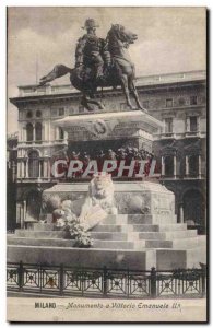 Italy Milano Old Postcard Monumento a Vittorio Emanuelle II (lion)