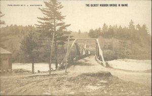 Jay Maine ME Oldest Wooden Bridge c1910 Real Photo Postcard #2