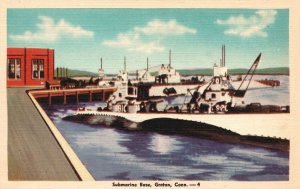 Vintage Postcard 1930's Submarine Base Groton Conn. Connecticut CT